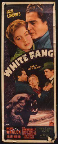 5j407 WHITE FANG insert '36 Michael Whalen, Jean Muir, John Carradine, Jack London novel!