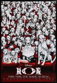 5k015 101 DALMATIANS teaser DS 1sh '96 Walt Disney live action, wacky image of dogs in theater!