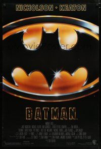 5k090 BATMAN 1sh '89 directed by Tim Burton, cool image of Bat logo!