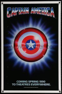 5k142 CAPTAIN AMERICA teaser 1sh '90 Marvel Comics superhero, cool image of shield!