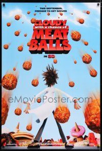 5k177 CLOUDY WITH A CHANCE OF MEATBALLS teaser DS 1sh '09 Bill Hader, Anna Faris, cute animation!