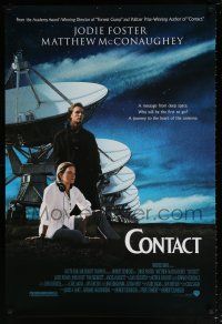 5k186 CONTACT 1sh '97 Zemeckis, Jodie Foster & Matthew McConaughey get a message from deep space!