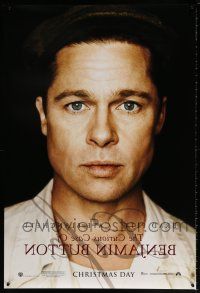 5k195 CURIOUS CASE OF BENJAMIN BUTTON teaser DS 1sh '08 cool portrait of handsome Brad Pitt!