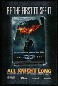 5k199 DARK KNIGHT DS 1sh '08 Christian Bale, be the first to see it, all Knight long, different!