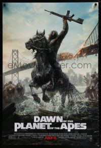 5k206 DAWN OF THE PLANET OF THE APES style C advance DS 1sh '14 great image of ape on horseback!