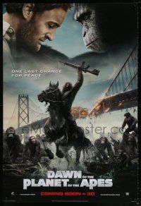 5k207 DAWN OF THE PLANET OF THE APES style C int'l teaser DS 1sh '14 Caesar, Clarke, ape on horse!