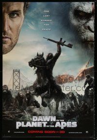 5k208 DAWN OF THE PLANET OF THE APES style D int'l teaser DS 1sh '14 Caesar, Clarke, ape on horse!