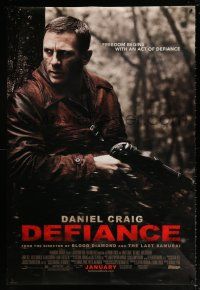 5k211 DEFIANCE advance DS 1sh '08 Edward Zwick directed, rugged Daniel Craig w/machine gun!
