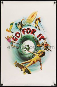 5k312 GO FOR IT teaser 1sh '76 surfing, snow skiing, skateboarding, extreme sports art!