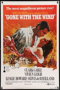 5k321 GONE WITH THE WIND 1sh R80s Clark Gable, Vivien Leigh, Terpning artwork, all-time classic!