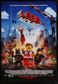 5k442 LEGO MOVIE advance DS 1sh '14 the story of a nobody who saved everybody!