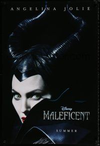 5k468 MALEFICENT teaser DS 1sh '14 cool close-up image of sexy Angelina Jolie in title role!