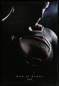 5k472 MAN OF STEEL teaser DS 1sh '13 close-up of Henry Cavill in the title role as Superman!