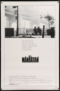 5k474 MANHATTAN style B 1sh R80s Woody Allen & Diane Keaton in New York City by bridge!