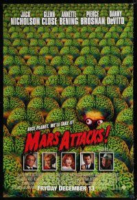 5k476 MARS ATTACKS! int'l advance DS 1sh '96 directed by Tim Burton,great image of many alien brains