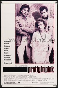 5k589 PRETTY IN PINK 1sh '86 great portrait of Molly Ringwald, Andrew McCarthy & Jon Cryer!