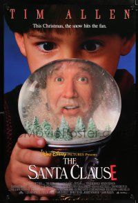 5k662 SANTA CLAUSE lenticular DS 1sh '94 Disney, Tim Allen in snow globe, Christmas comedy!