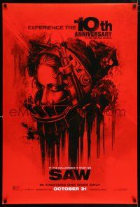 5k664 SAW teaser DS 1sh R14 cool art of terrified Shawnee Smith trapped in brutal torture helmet!