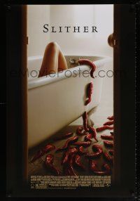 5k703 SLITHER DS 1sh '06 great image of slimy creatures attacking woman in bath!