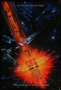 5k725 STAR TREK VI advance 1sh '91 William Shatner, Leonard Nimoy, art by John Alvin!