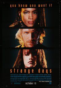 5k742 STRANGE DAYS advance 1sh '95 Ralph Fiennes, Angela Bassett, Juliette Lewis!