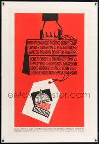 5m004 ADVISE & CONSENT linen 1sh '62 Otto Preminger, classic Saul Bass Washington Capitol artwork!