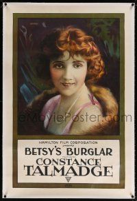 5m015 BETSY'S BURGLAR linen 1sh '17 close up stone litho art of pretty Constance Talmadge!