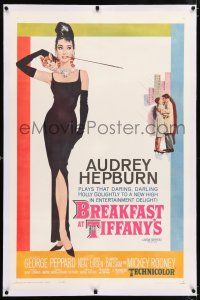 5m024 BREAKFAST AT TIFFANY'S linen 1sh 1961 classic McGinnis art of sexy elegant Audrey Hepburn!