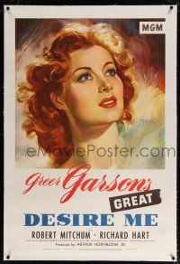 5m041 DESIRE ME linen 1sh '47 George Cukor, great artwork portrait of beautiful Greer Garson!