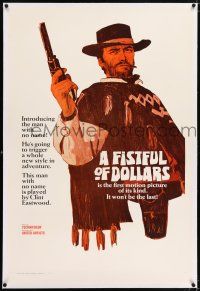 5m054 FISTFUL OF DOLLARS linen teaser 1sh '67 introducing the man with no name, Clint Eastwood!