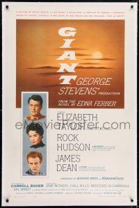 5m059 GIANT linen 1sh '56 James Dean, Elizabeth Taylor, Rock Hudson, George Stevens classic!