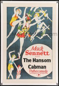 5m066 HANSOM CABMAN linen 1sh '24 Mack Sennett, wonderful stone litho art of 9 sexy dancing girls!