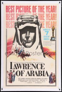 5m088 LAWRENCE OF ARABIA linen style D 1sh '63 David Lean classic, silhouette art of Peter O'Toole!