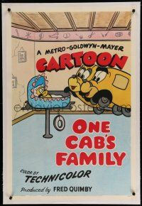 5m113 ONE CAB'S FAMILY linen 1sh '51 Tex Avery MGM cartoon, great art of taxi cars with their baby!