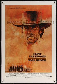 5m120 PALE RIDER linen 1sh '85 great artwork of cowboy Clint Eastwood by C. Michael Dudash!