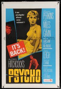 5m124 PSYCHO linen 1sh R65 sexy half-dressed Janet Leigh, Anthony Perkins, Alfred Hitchcock