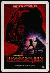 5m133 RETURN OF THE JEDI linen dated teaser 1sh '83 George Lucas' Revenge of the Jedi, Drew art!