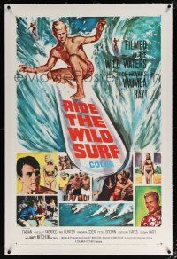 5m134 RIDE THE WILD SURF linen 1sh '64 Fabian, ultimate poster for surfers to display on their wall!