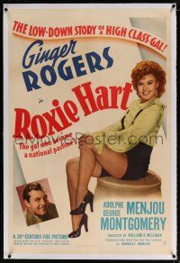 5m138 ROXIE HART linen 1sh '42 great full-length image of sexy criminal Ginger Rogers from Chicago!
