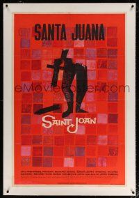 5m139 SAINT JOAN linen 1sh '57 Jean Seberg as Joan of Arc, Otto Preminger, great Saul Bass art!