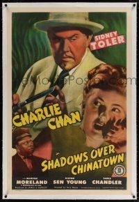 5m144 SHADOWS OVER CHINATOWN linen 1sh '46 Sidney Toler as detective Charlie Chan, Mantan Moreland!