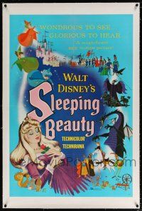 5m150 SLEEPING BEAUTY linen 1sh '59 Walt Disney cartoon fairy tale fantasy classic, great art!