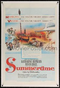 5m159 SUMMERTIME linen 1sh '55 Katharine Hepburn went to Venice a tourist & came home a woman!