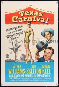 5m170 TEXAS CARNIVAL linen 1sh '51 Red Skelton, sexy Esther Williams in skimpy outfit at fair!