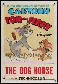 5m176 TOM & JERRY linen 1sh '52 Tom & Jerry hiding weapons behind their back, The Dog House!