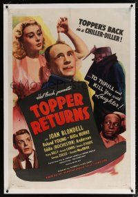 5m180 TOPPER RETURNS linen 1sh R46 Joan Blondell, Roland Young, Eddie Rochester Anderson, Hal Roach