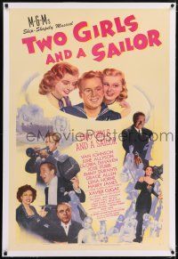 5m187 TWO GIRLS & A SAILOR linen 1sh '44 Van Johnson, June Allyson, Gloria DeHaven, Lena Horne!