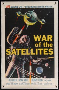 5m195 WAR OF THE SATELLITES linen 1sh '58 the ultimate in scientific monsters, cool astronaut art!