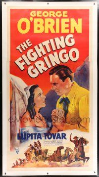 5p270 FIGHTING GRINGO linen 3sh R49 art of George O'Brien, pretty Lupita Tovar & banditos!