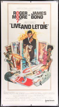 5p276 LIVE & LET DIE linen 3sh '73 tarot card art of Roger Moore as James Bond by Robert McGinnis!